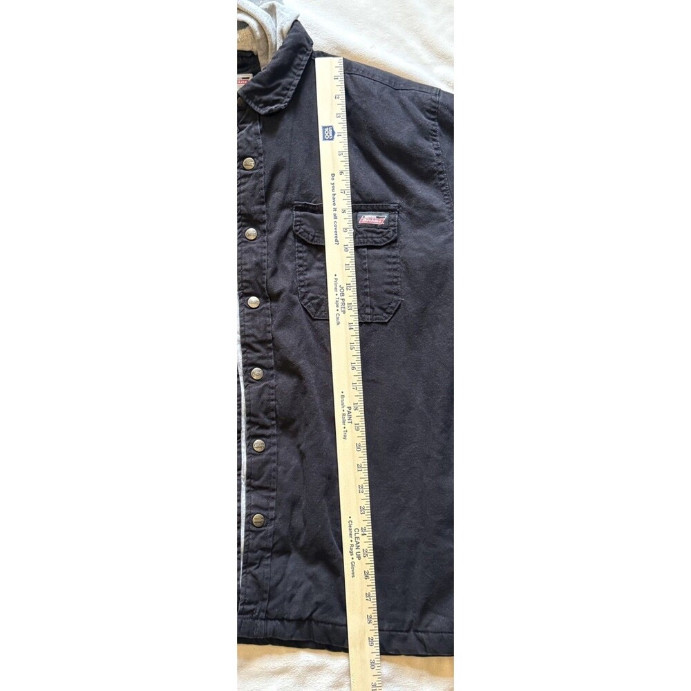 Dickies Jacket Mens XL Black Duck Fleece Hooded Quilted Lined Canvas Snap Zip - Picture 5 of 10